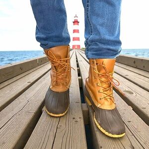 L.L. Bean Women’s Tan Leather Upper Bean Duck Boots Size 7